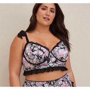 Torrid Curve Satin Ruffle Underwire Bra Whimsy Fairy Pinup Butterfly Plus Size 3